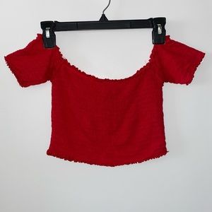 Off the shoulder red crop top
